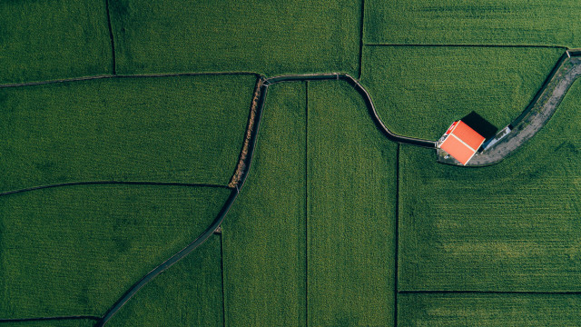 Small house green field red free wallpaper - medium preview image