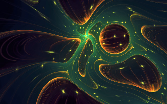 Green yellow flower space art free wallpaper - medium preview image
