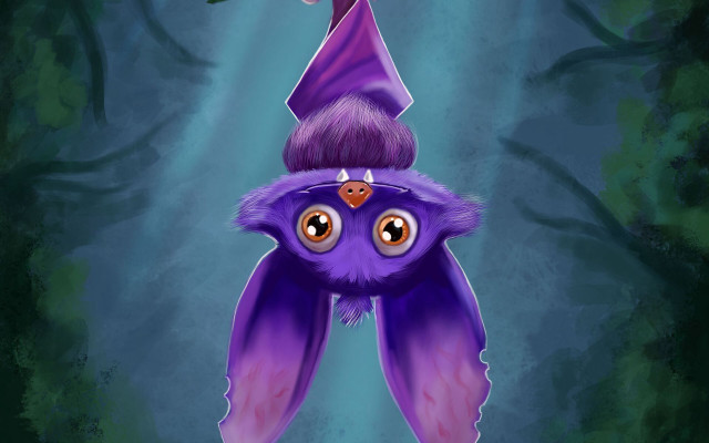 Purple bat forest night creature free wallpaper - medium preview image