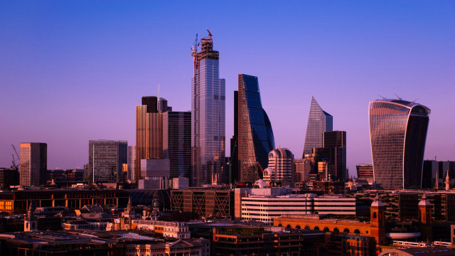 City skyline dusk architecture bridge free wallpaper - medium preview image
