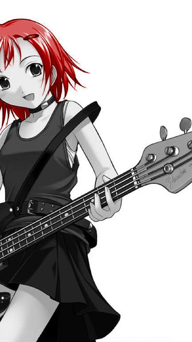 Girl red hair bass guitar free wallpaper - medium preview image
