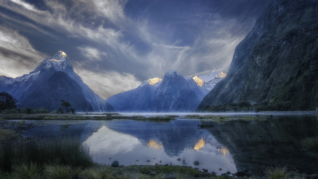 Mountain lake cloudy sky nature free wallpaper - medium preview image