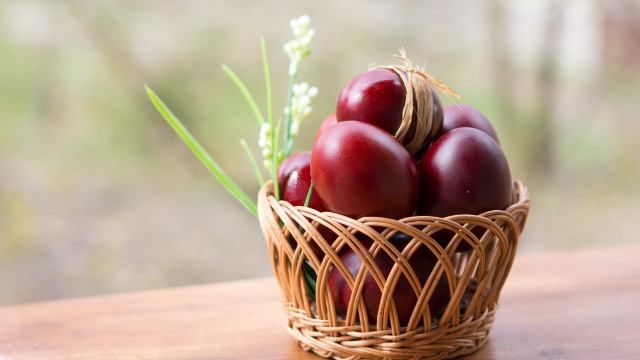 Basket eggs table plant window free wallpaper - medium preview image
