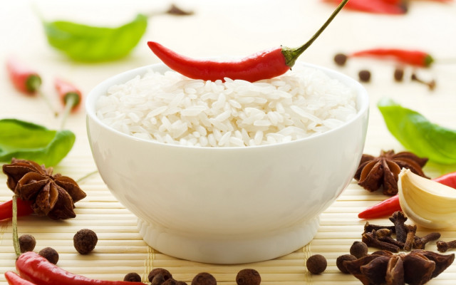 Bowl rice red chili nuts free wallpaper - medium preview image
