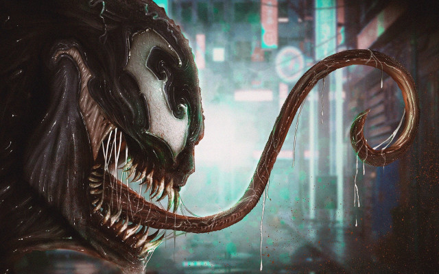 Strange creature long neck neon free wallpaper - medium preview image