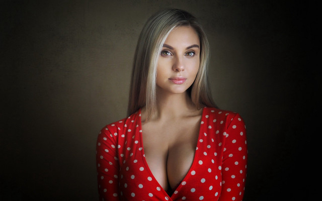 Polka dot shirt breasts strawberry free wallpaper - medium preview image