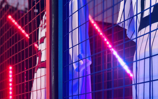Red blue lights wall window free wallpaper - medium preview image