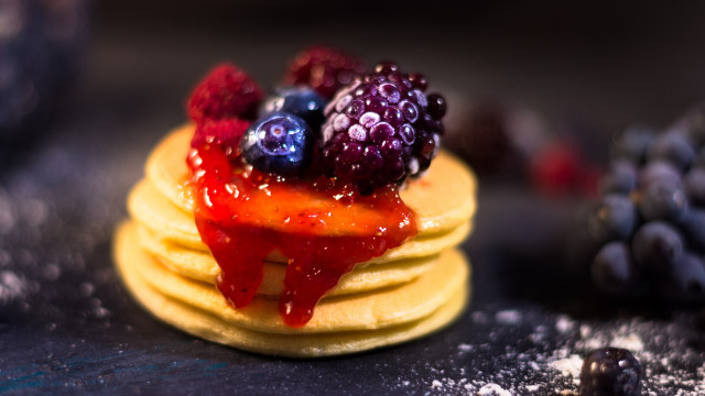 Pancakes fruit syrup berries stilllife free wallpaper - medium preview image