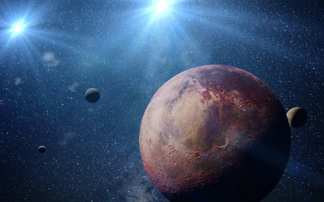 Red planet two smaller planets free wallpaper - medium preview image
