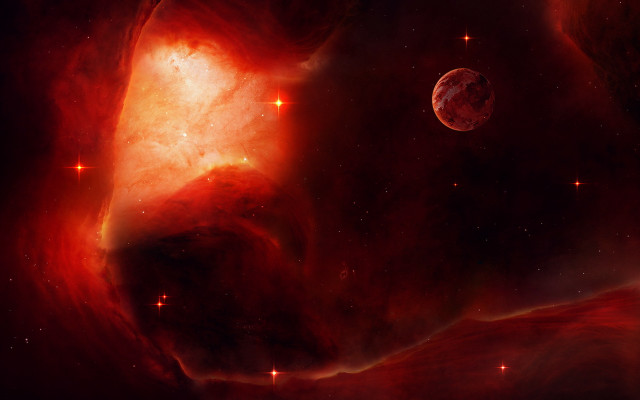 Space red black star aurora free wallpaper - medium preview image