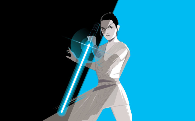 Woman white dress lightsaber blue #2 free wallpaper - medium preview image