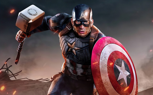 Captain america hammer shield flames free wallpaper - medium preview image