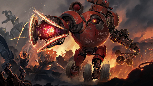 Red robot fire background embers free wallpaper - medium preview image