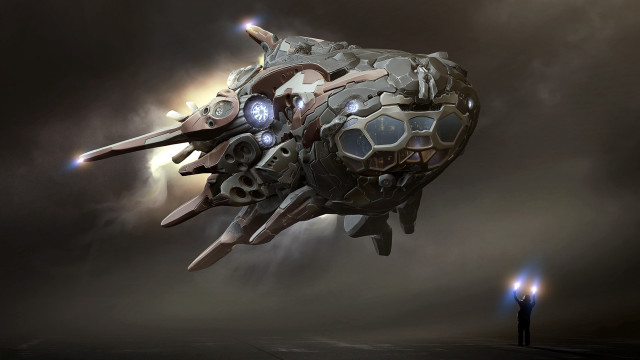Man giant object sky light free wallpaper - medium preview image