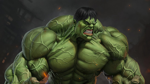Hulk open mouth hands hips free wallpaper - medium preview image