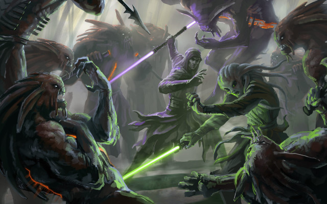 Alien attack demon forest lightsaber free wallpaper - medium preview image