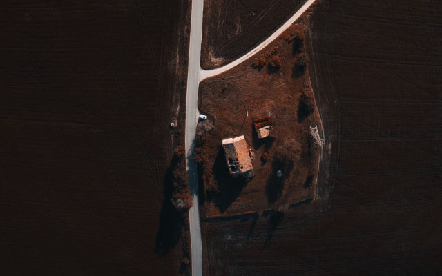 Aerial farm road house color free wallpaper - medium preview image