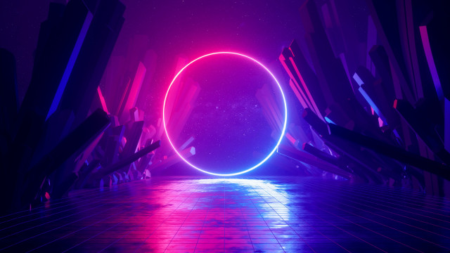 Neon tunnel circular object city free wallpaper - medium preview image