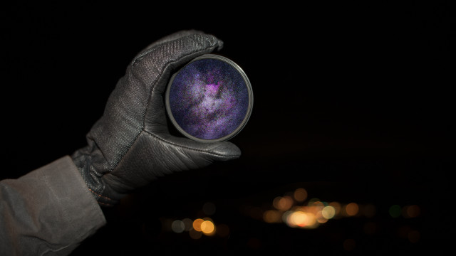 Hand holding galaxy holography astrophotography free wallpaper - medium preview image