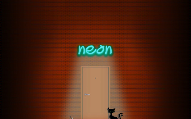 Neon cat brick wall door free wallpaper - medium preview image