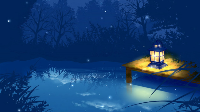 Lantern dock night stars moon free wallpaper - medium preview image