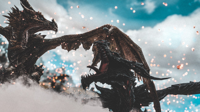 Dragon attack cloudy sky starry free wallpaper - medium preview image