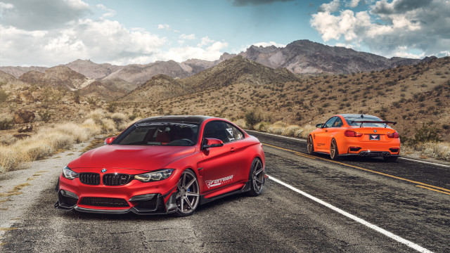 Desert mountains cars clouds sky free wallpaper - medium preview image