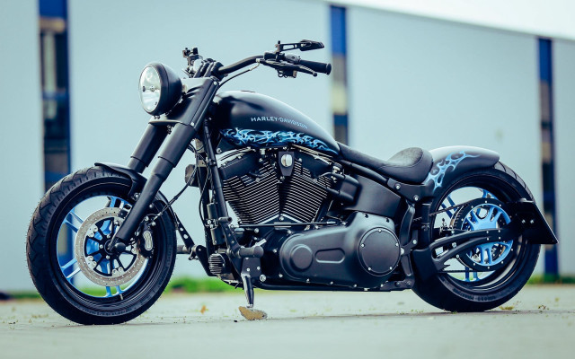 Black motorcycle street blue design free wallpaper - medium preview image
