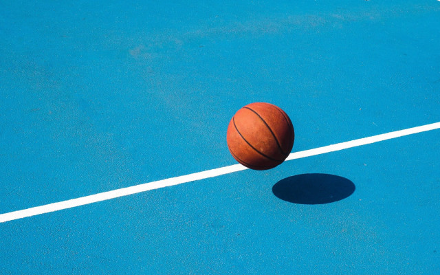 Basketball blue court shadow minimalism free wallpaper - medium preview image
