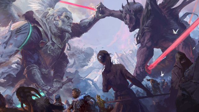 Fantasy battle giant demon sabers free wallpaper - medium preview image
