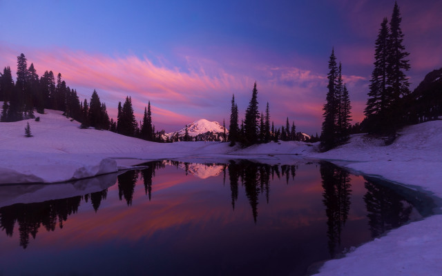 Mountain lake trees sunset clouds #3 free wallpaper - medium preview image
