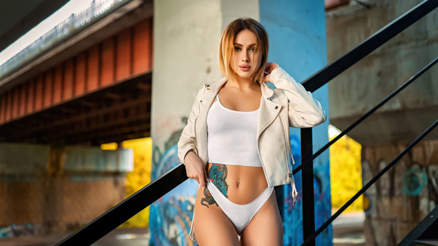 Graffiti staircase woman bikini tattoo free wallpaper - medium preview image