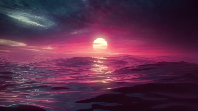 Sunset ocean bright sun cloud free wallpaper - medium preview image