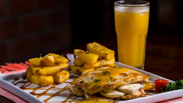 Food potatoes orange juice table free wallpaper - medium preview image