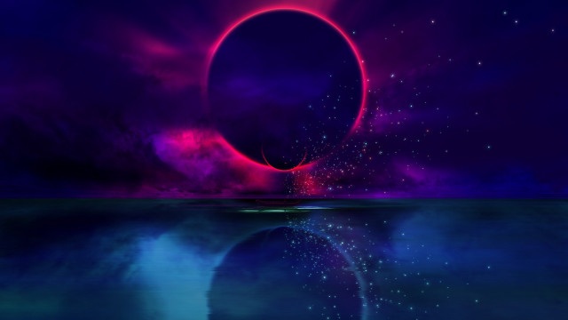 Eclipse reflection moon water space free wallpaper - medium preview image
