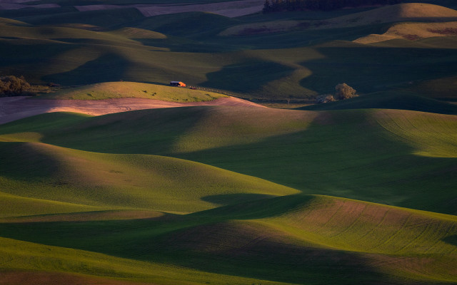 Lone house green hills red free wallpaper - medium preview image