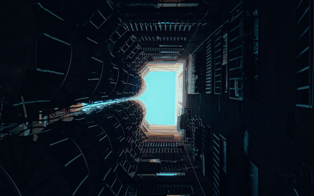 Blue light room bridge cityscape free wallpaper - medium preview image