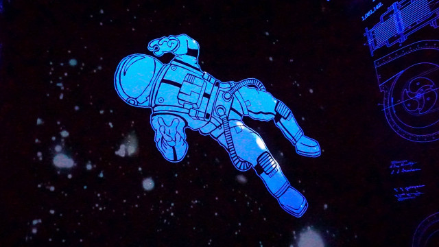 Spaceman floating aurora moon stars free wallpaper - medium preview image