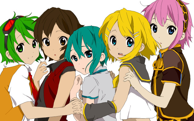 Anime girls colorful hair styles free wallpaper - medium preview image
