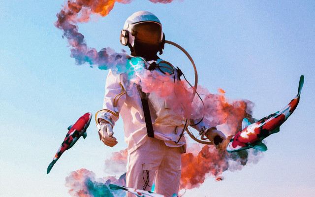 Afrofuturism manwhitehelmet skis smoke conceptart free wallpaper - medium preview image
