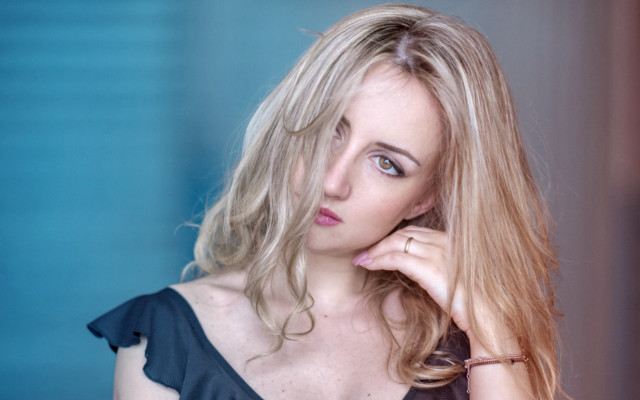 Blonde woman portrait jewelry makeup free wallpaper - medium preview image