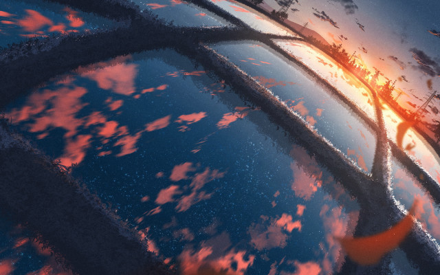 Car sunset cloud reflection matte free wallpaper - medium preview image