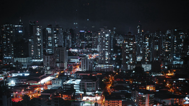 City lights night cyberpunk skyline free wallpaper - medium preview image