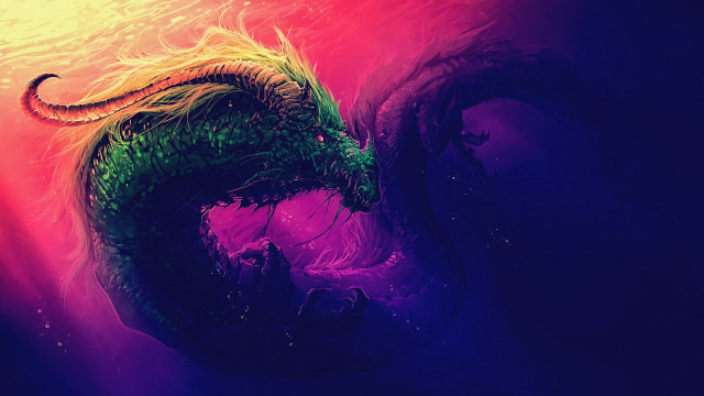 Dragon green tail floating water free wallpaper - medium preview image
