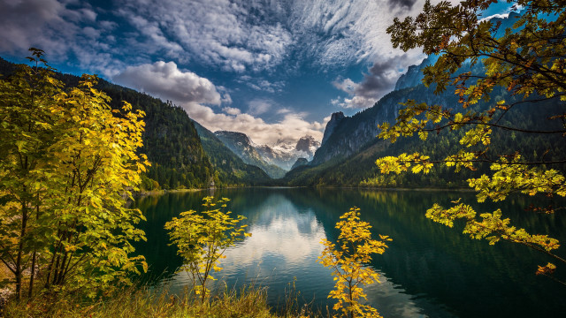 Lake mountains trees cloudy sky #2 free wallpaper - medium preview image