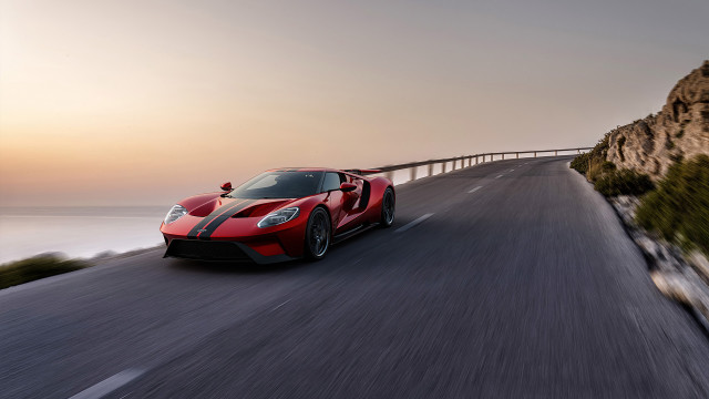 Red sports car cliff ocean #2 free wallpaper - medium preview image