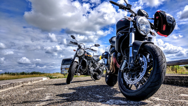Motorcycles cloudy sky blue day free wallpaper - medium preview image