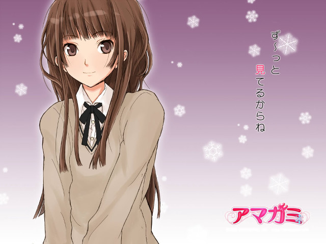 Girl sweater tie snowflakes hands free wallpaper - medium preview image