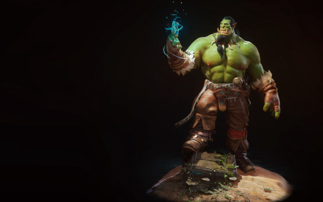 Green skin man statue sword free wallpaper - medium preview image