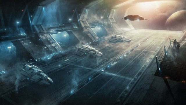 Sci fi space station spaceship free wallpaper - medium preview image